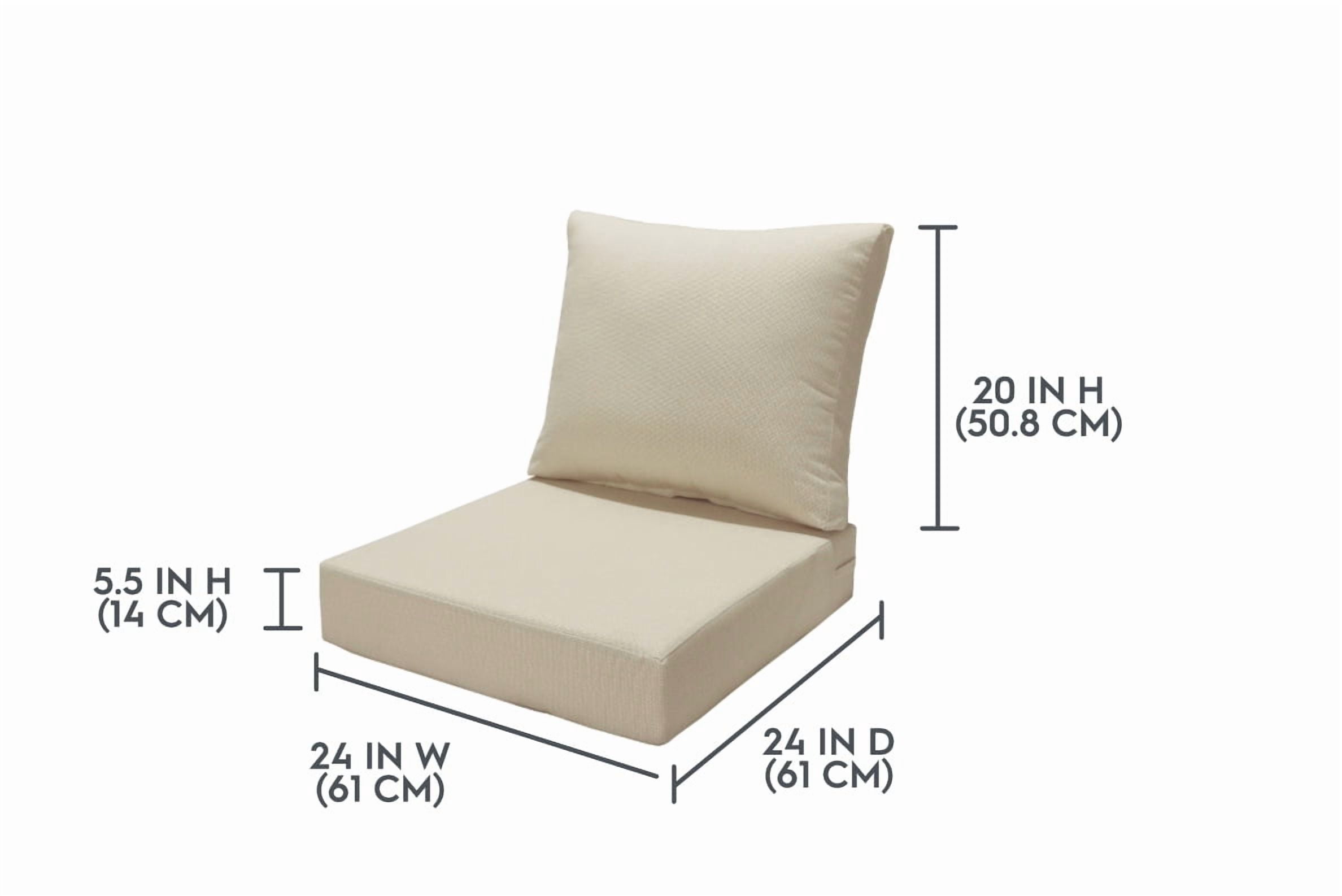 Better Homes & Gardens 24"x 24" Premium Beige Outdoor 2 Piece Deep Seat Cushion