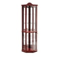 thumbnail image 3 of Curio Cabinet with Glass Doors, Glass Display Cabinet China Cabinet with Adjustable Shelves & Mirrored Back Panel, Built-in Lighted, Corner Cabinet Glass Display Case for Living Room, Entryway, Cherry, 3 of 9