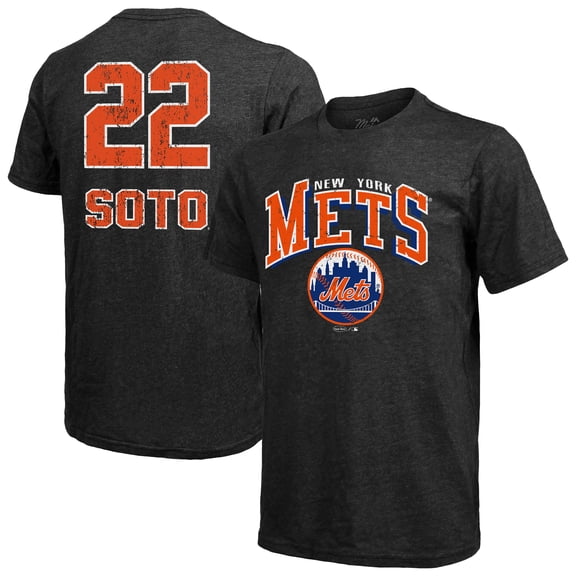 Men's Majestic Threads Juan Soto Black New York Mets Triblend Name & Number T-Shirt