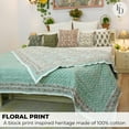 thumbnail image 7 of Handmade quilt, block printed floral quilt, boho decorative winter quilt, Indian bedding quilt, throw and blanket for room, 7 of 7
