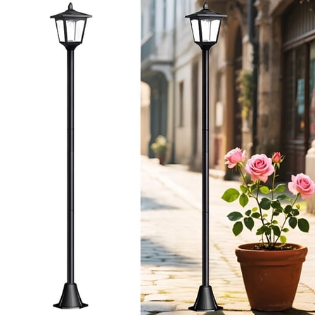 Kanstar Solar Lamp Post Light Vintage Design Waterproof LED Dusk to Dawn 67.33 inch 1-Pack