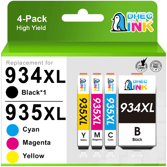 934XL 935 Ink Compatible for 934 935 XL Ink Cartridges  ( Black, Cyan, Magenta, Yellow, 4 Pack)