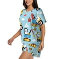 thumbnail image 2 of Bixox Women's Building Truck Printed Pajama Set 2 Piece Lounge Set Top and Shorts Soft Pajamas, Shorts with Pockets, 2 of 7