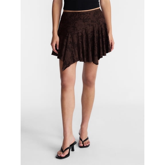 No Boundaries Asymmetrical Mini Lace Skirt, Women's XXS-XXL