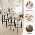 thumbnail image 4 of LIZEVINC 3 Pieces Round Bar Table Set, Small Dining Table for 2, Breakfast Table with Storage, Modern Kitchen Bar Table, 2 Upholstered Stools with Backrest for Kitchen, Dining Room & Bistro-Gray, 4 of 7