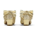 thumbnail image 4 of Kushyshoo Gold Girls Dress Shoes Mary Jane Pumps with Bow 1.5in Low Heel Wedding Party Princess 10M, 4 of 4