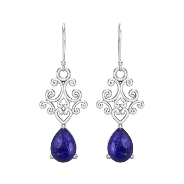7x5 MM Poire Lapis 925 Argent Filigrane Boucles d'Oreilles Goutte Femmes