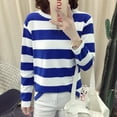 thumbnail image 4 of Teen Girl's Casual Striped Tee Shirt Long Sleeve Round Neck Top Fall and Winter, 4 of 5