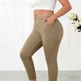 thumbnail image 3 of RYRJJ Plus Size Leggings for Women with Pockets Tummy Control Yoga Pants Stretchy Soft Comfy High Waisted Sport Workout Athletic Leggings(Khaki,4XL), 3 of 7
