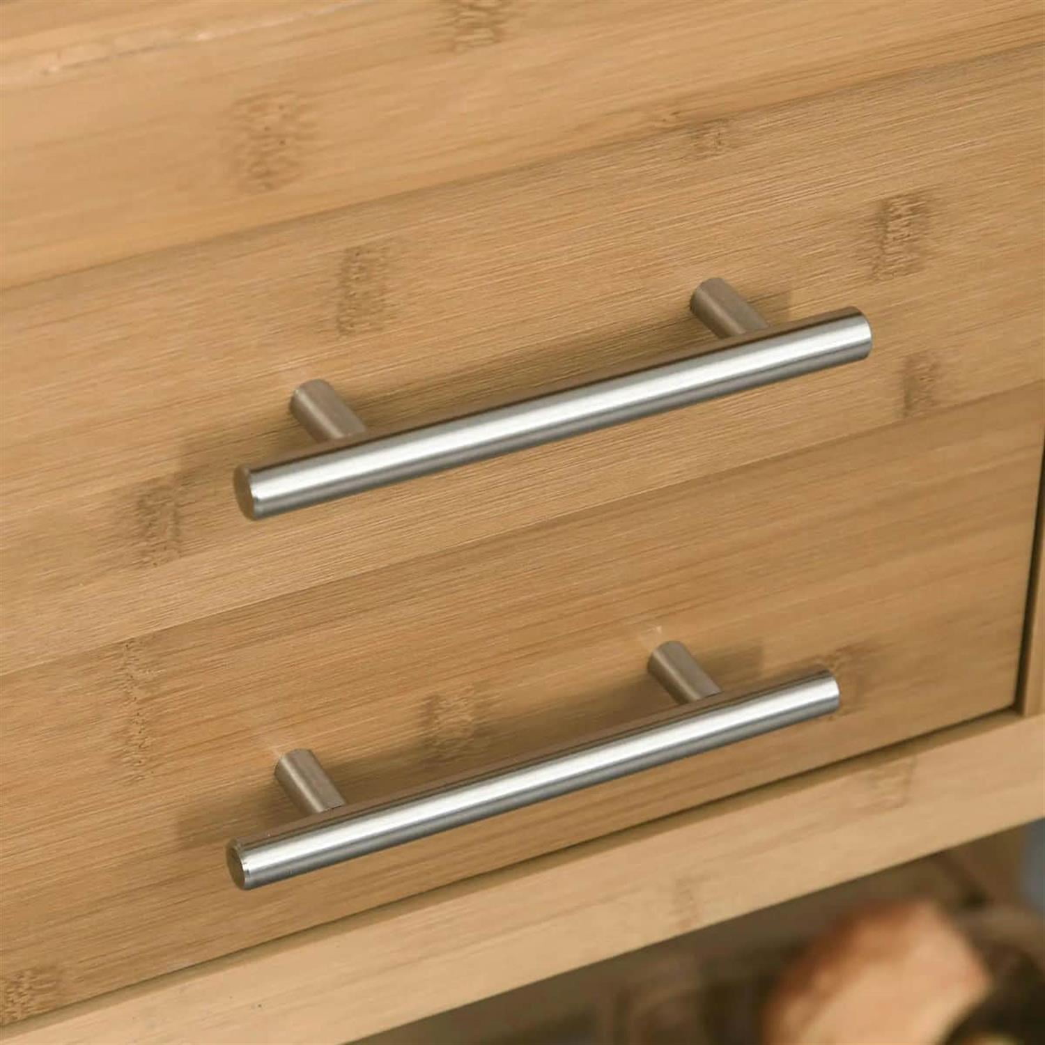 Demi Bonn 36" Bamboo Kitchen Island Cart on Wheels, Rolling Utility Trolley Cart with 2 Drawers & Open Shelves, Storage Cart for Kitchen, Beige