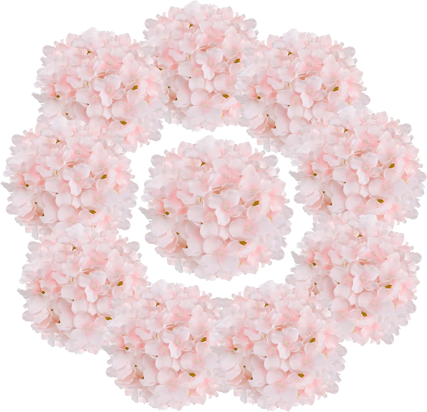 Fake Pink Hydrangea Artificial Flowers - Faux Silk Hydrangeas Flowers Heads with Stems Real Touch for Home Wedding Party Table Decor(Pink,Pack of )