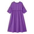 thumbnail image 4 of LYXSSBYX Women's Summer Hollow Eyelet V-Neck Midi Dress, 3/4 Sleeve Loose Flowy Casual Vacation Midi Dress for Wedding Guest Daily Beach, 4 of 8