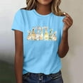thumbnail image 5 of Hfnxid Happy Easter Shirt for Women Colorful Rabbit Graphic Top Funny Bunny Printed Short Sleeve Shirts Comfy Breathable Holiday Going Out Tops Blue XL, 5 of 5