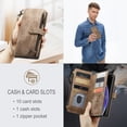 thumbnail image 4 of for iPhone X/XS Case, Wallet Case with Card Holder Kickstand Magnetic Zipper Pocket Lanyard Strap Wristlet,Leather Flip Case Wallet for iPhone X/XS, Brown, 4 of 10