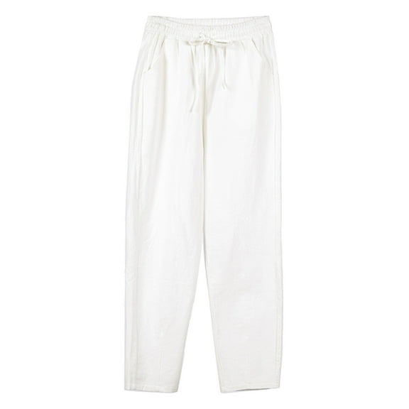 Tailored Wide Leg Pants For Women Summer High Waisted Cotton Linen Palazzo Wide Leg Trousers With Pocket Pants