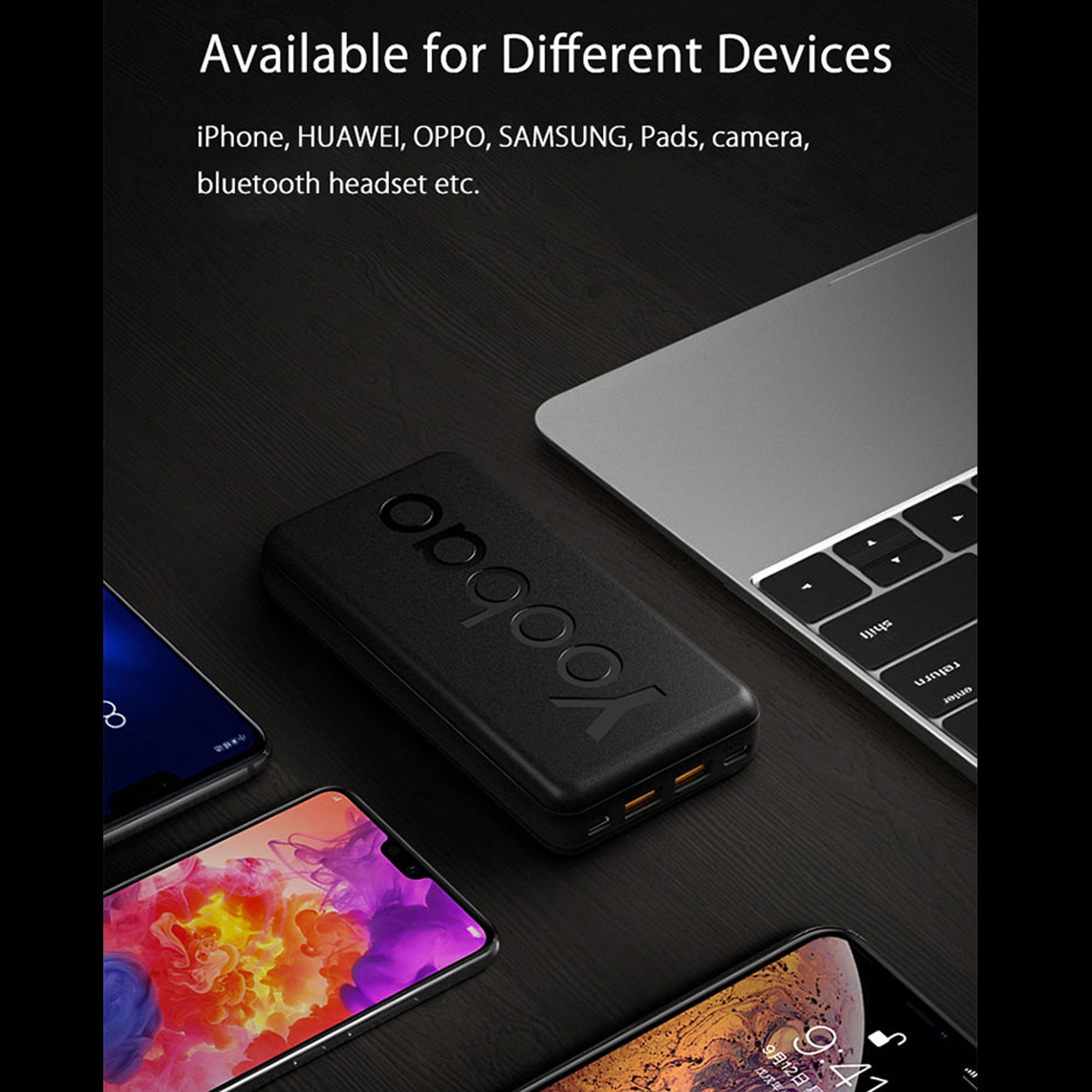 Portable Battery Backup Charger 20000mAh Compact External Power Bank, Compatible with iPhone Samasung Google OnePlus Phones & More Micro & USB-C Battery /Black P20T