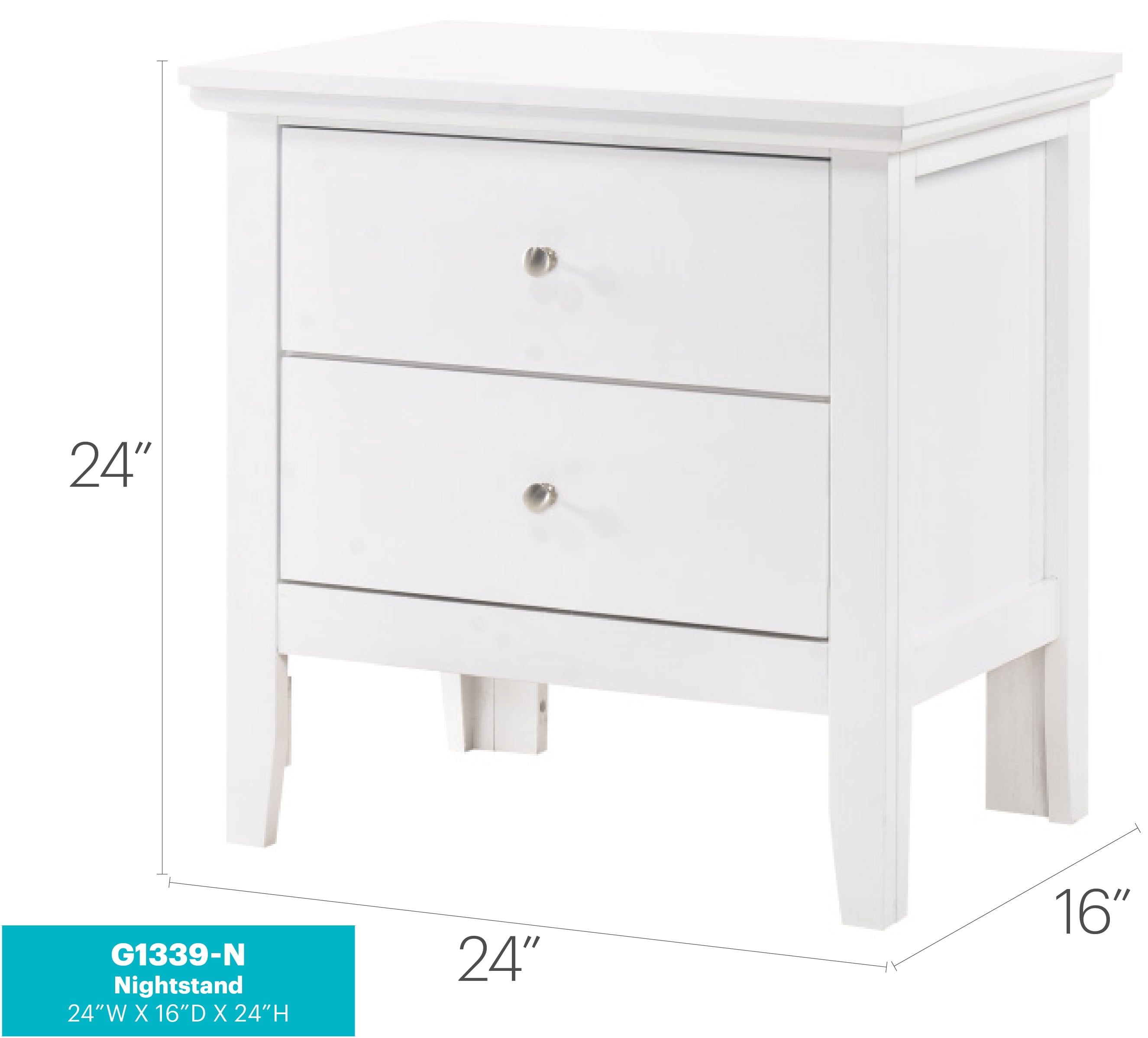 Glory Furniture Primo Nightstand in White Color