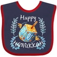 thumbnail image 3 of Inktastic Happy Hanukkah Dreidel and Laurels Boys or Girls Baby Bib, 3 of 4