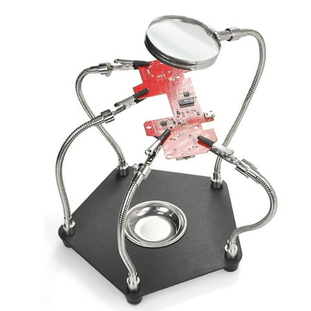 

Helping Hand Soldering Third Hand Soldering Tool PCB Holder With Soldering Iron Stand Metal Base Flexible Metal Arms For Soldering Electronic Repair