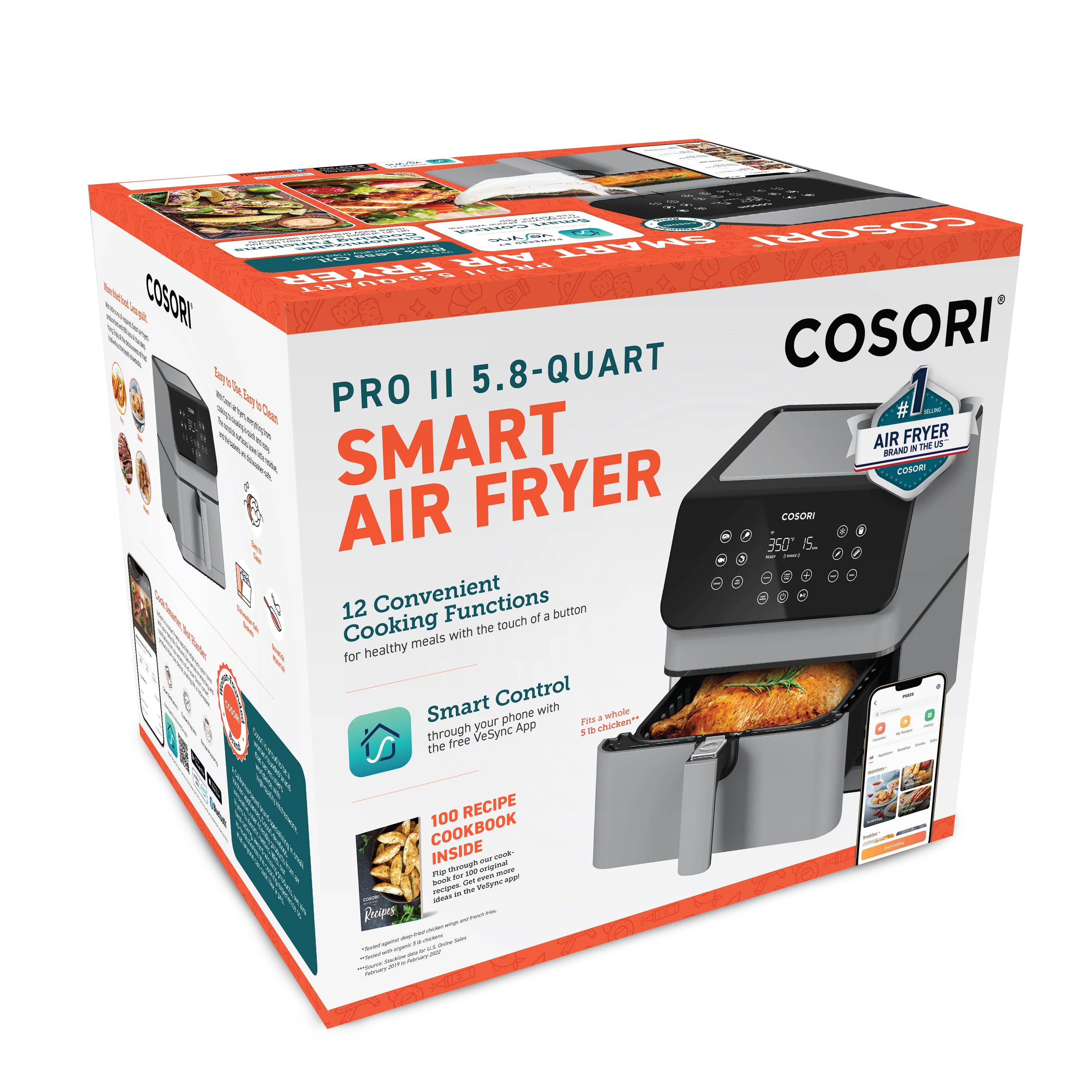 COSORI's app-controlled Air Fryer Pro II delivers 5.8-quarts of