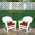 thumbnail image 3 of Jeco Rocker Wicker Chair in White with Red Cushion (Set of 2), 3 of 9