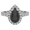 thumbnail image 4 of Pear Cut Black Diamond Halo Engagement Ring 14K White Gold 1.60 Carat (G,SI), 4 of 5