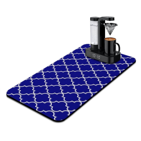 Washable Rubber Boho Style Vintage Floral Dish Drying Mats for Kitchen Counter Home Large Coffee Bar Pad Accessories and Decor for Utensils Stemware 17''x31.5''