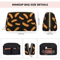 thumbnail image 2 of Cartoon Hot Dog Print Black Makeup Bag, Large Capacity Travel Cosmetic Bag for Women Girls- Travel Toiletry Bag Leather Portable Waterproof Makeup Case Organizer with Handle, 2 of 4