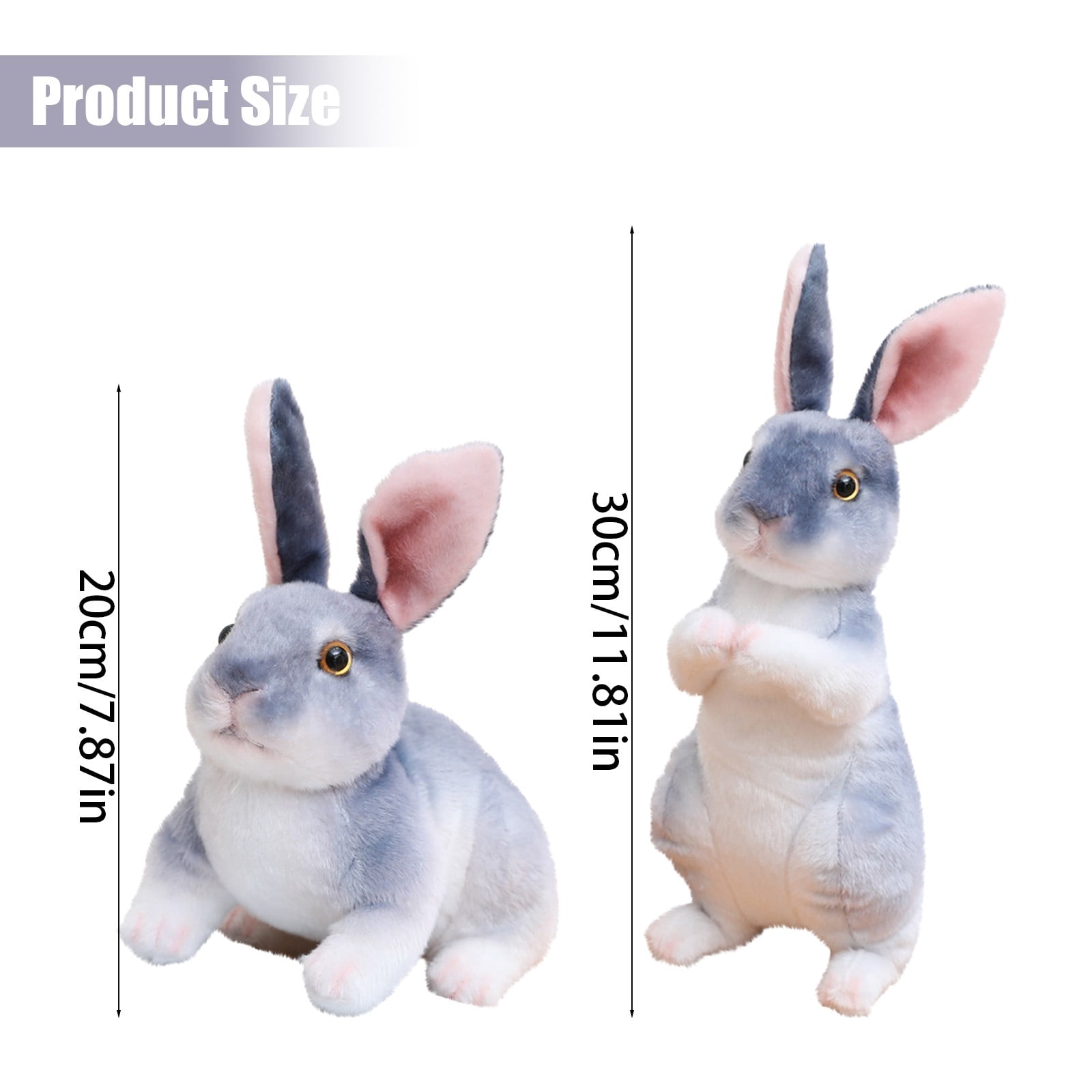 CHELIASD Realistic Stuffed Bunny Plush Toy Lifelike Soft Stuffed Animal with Multiple Colors Cute Easter Bunny Plushie for Kids Toddlers Perfect for Easter Home Tabletop Decor