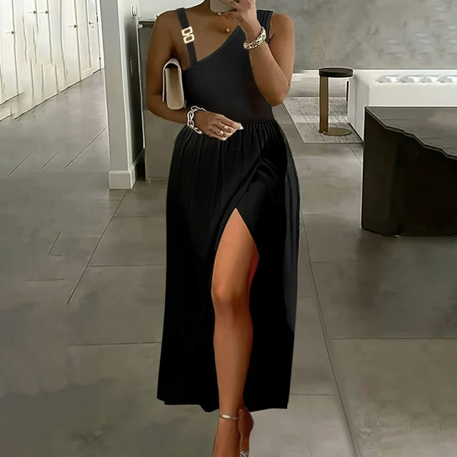 onlyliua Sun Dresses for Women 2025 Vacation Sleeveless V-Neck Solid Bodycon Tank Dresse Minimalist Design Loose Fit Beachwear Linen Comfy for Office and Work Clearance Items
