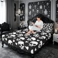 thumbnail image 3 of Erosebridal Skull Hearts King Sheets 4pcs,Dark Halloween Bedding,White Black,1 Flat Sheet, 1 Fitted Sheet and 2 Pillowcases, 3 of 6