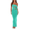 thumbnail image 1 of VISgogo Vestido de Fiesta de Cóctel para Mujer, Color Sólido Hueco Sin Tirantes Fuera del Hombro Bodycon de Una Pieza para Damas, S/M/L/XL VISgogo  moda, 1 of 4