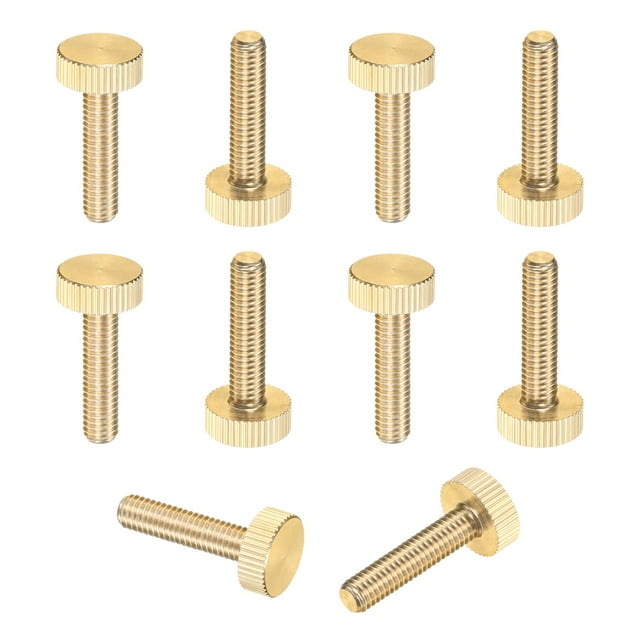 Uxcell 10-Pack Tornillos de Mariposa Estriados, M6x25mm Perillas de Cabeza Plana de Latón