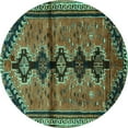 thumbnail image 1 of Ahgly Company Machine Washable Indoor Round Persian Turquoise Blue Traditional Area Rugs, 3' Round, 1 of 4