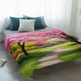 thumbnail image 4 of Nature Pink Green Blanket Soft Cozy Warm Throw Blanket for Couch, Plush Fuzzy Flannel Fleece Blankets for Sofa, Spring Country Oil Painting Flower Tree Bed Blankets Lightweight Gifts for Men, 50"x80", 4 of 9