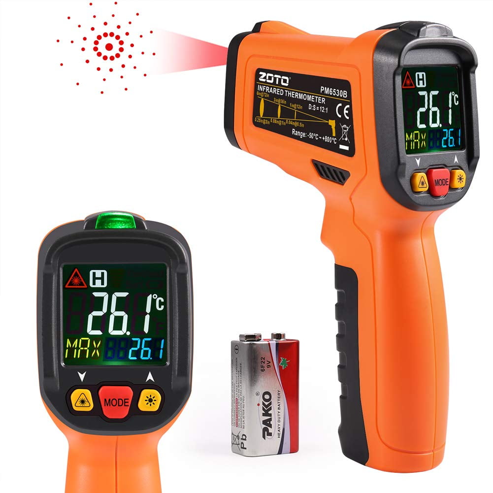 Industrial Digital Laser Temperature Gun Infrared Thermometer Non-contact 800°C 