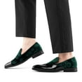 thumbnail image 5 of Men's Velvet Loafers Classic Patent Leather Tuxedo Dress Shoes for Weddings Formal Events Stylish Comfortable Slip-Ons for Men, Green/65, 9 US, 5 of 5