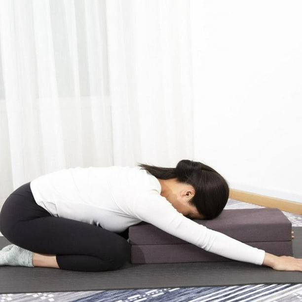 Almohada de yoga de doble capa, esterilla de yoga, antideslizante, práctica, portátil, bloque de yoga plegable para estiramientos, fitness y deportes
