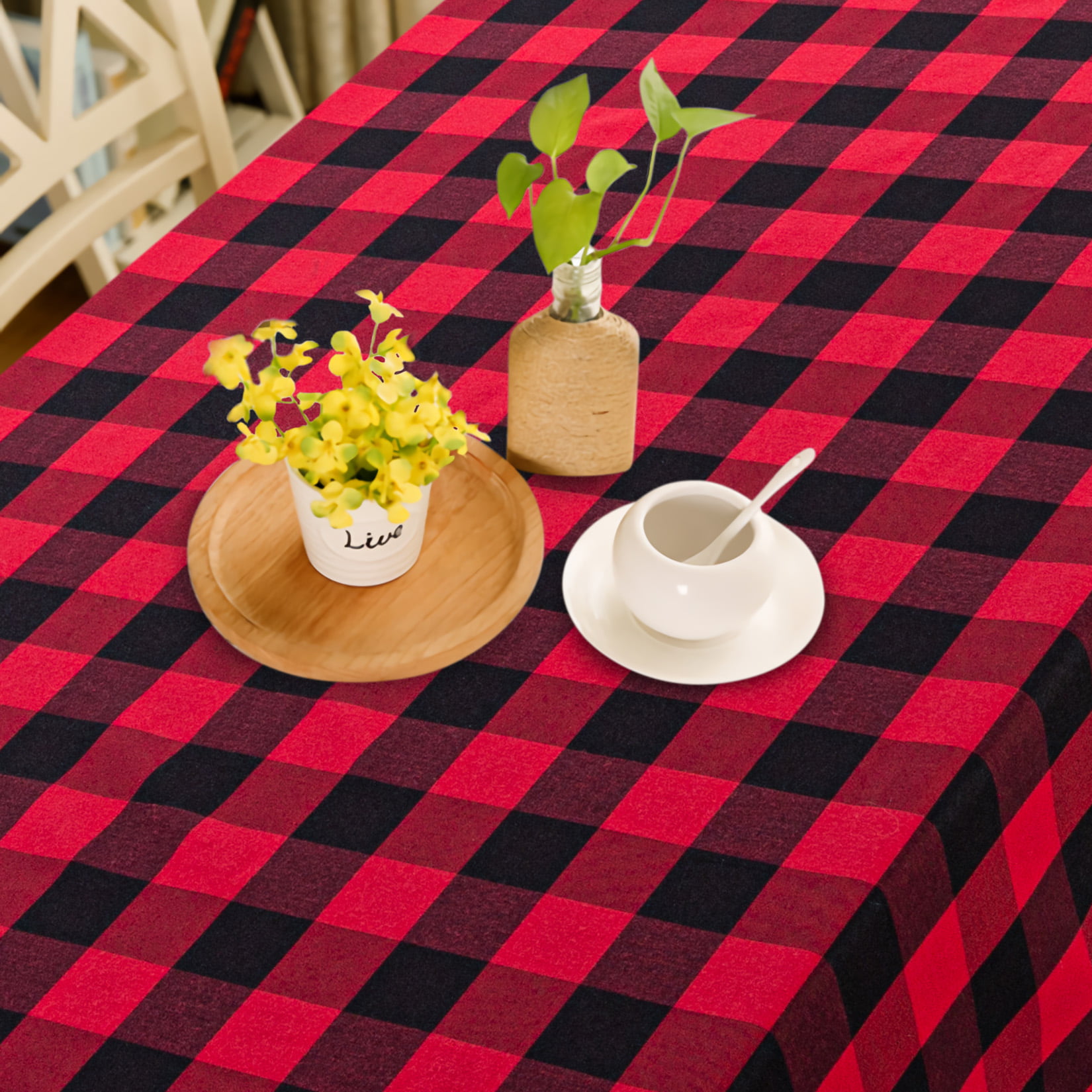 Powersellerusa Dining Table Cloth Elegant Buffalo Plaid Cloth for Dining Room or Kitchen, Classic Farmhouse Country Decor Plaid Gingham Checkered