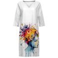 thumbnail image 2 of Gibobby Vestido Casual para Mujer Mujer Verano Casual Retro Estampado de flores Cuello en V Longitud media Vestido de manga media(Blanco,M), 2 of 4