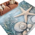 thumbnail image 2 of 5'x8' Area Rugs, Coastal Starfish Indoor Outdoor Area Rug for Living Room Bedroom, Beach Summer Starfish Nautical Shell Blue Washable Bathroom Rugs Kitchen Floor Carpet Mats Home Decor Aesthetic, 2 of 8