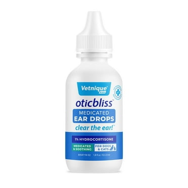 Vetnique Labs Oticbliss Medicated Ear Drops. for Dogs & Cats, with Hydrocortisone, 1.8 fl oz