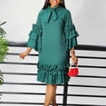 thumbnail image 5 of Casual Dresses For Womens Fashion Ruffle Hem Flare Sleeve Plus Size Maxi Dress, 5 of 8