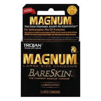 Trojan Magnum Bareskin Lubricated Latex Condoms, 3 Ea, 3 Pack
