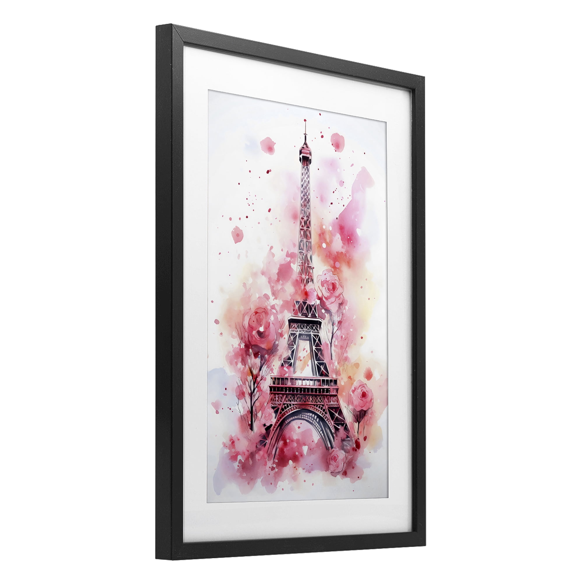 Stupell Industries Eiffel Tower In Roses Black Framed Print Under Glass, design by Creative Studio