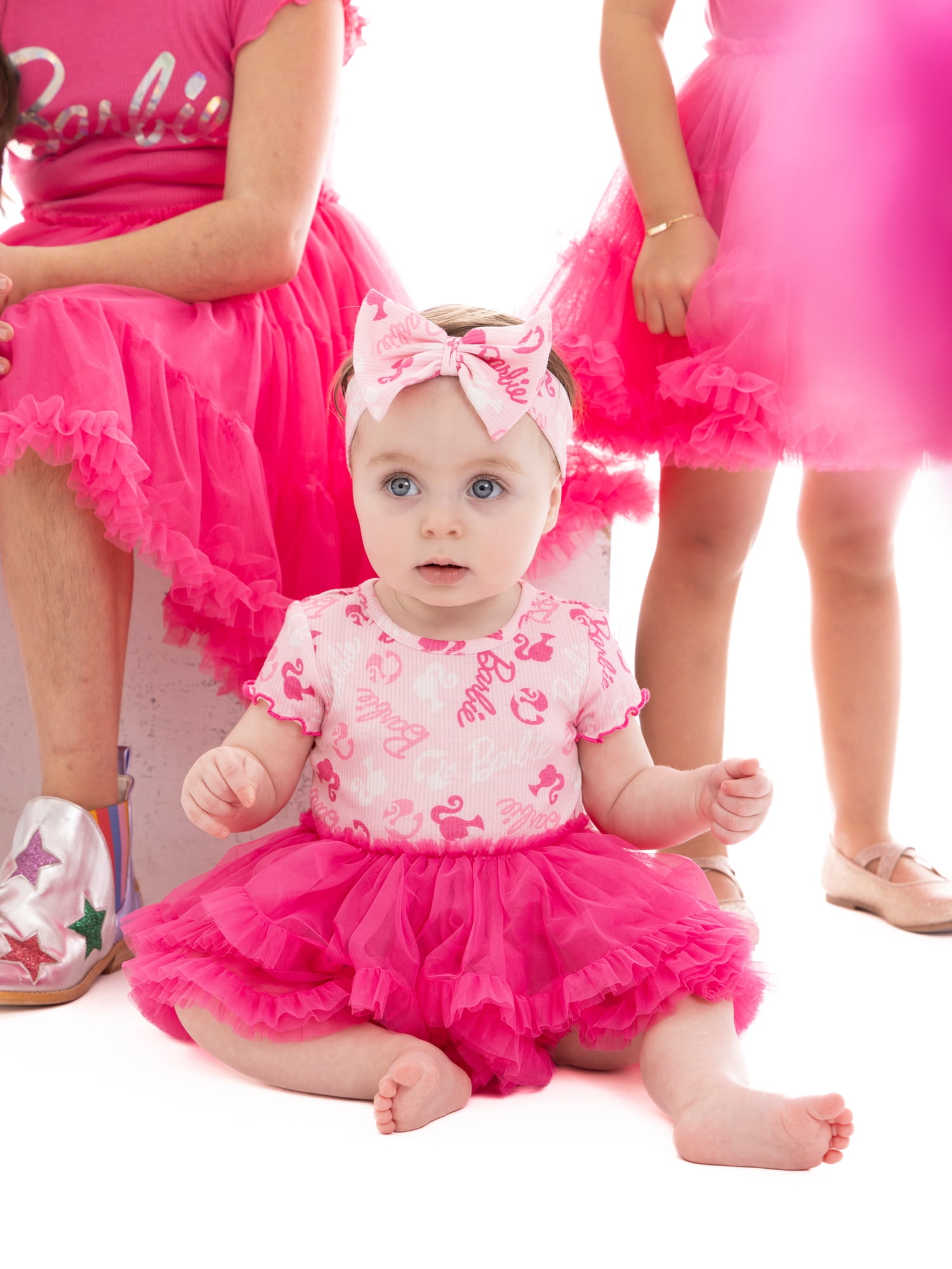 Barbie Baby Girls Printed Tutu Dress with Matching Bow Headband, Sizes 0/3M-24M