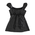 thumbnail image 4 of Womens T-shirts Square Neck Short Sleeve For Slim Fit Button Tee Summer Bowknot Solid Color Shirts Casual Tunic Tops, 4 of 4