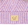 thumbnail image 2 of C.C Kids' Babies' Soft Stretch Cable Knit Faux Fur Pom Pom Beanie Hat, Criss Cross Lavender Mix, 2 of 5