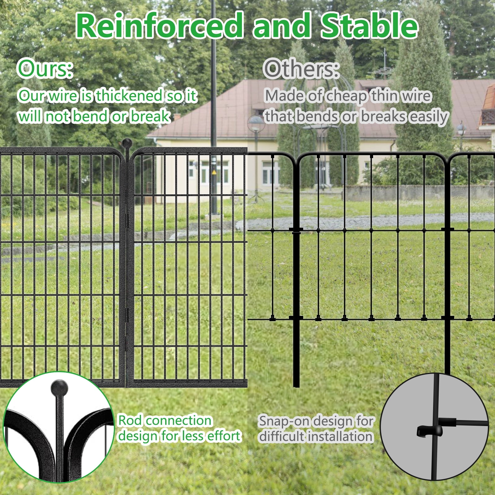 Txh001 Metal Garden Fence 23ft(L)×32in(H) Animal Barrier Decorative Garden Fencing with Gate for Backyard Patio