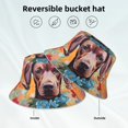 thumbnail image 2 of Honeii Painted Flower Puppy for Unisex Bucket Hat Waterproof Rain Hat Reversible Shiny Rave Bucket Hat for Concert Festival Boonie Cap, 2 of 6